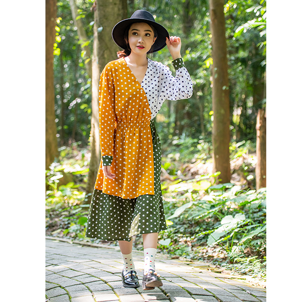 SD91058躍動 拼接圓點洋裝(圓點)