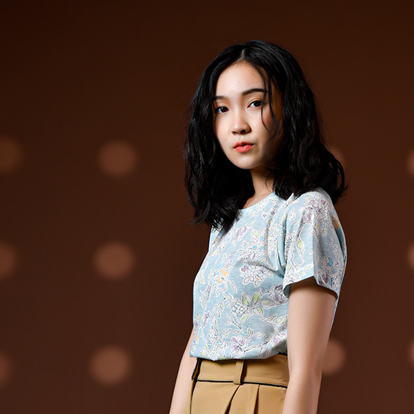 ST02020水色花朵 印花短袖上衣(水色花)