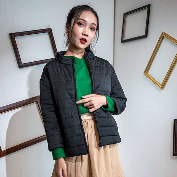 SJ02033榮耀時刻 七分袖保暖外套(黑色)